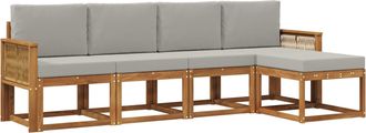 vidaXL Conjunto De Sof&aacute;s De Exterior 5 Uds. Natural Y Gris Claro Vidaxl