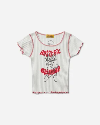 Hysteric Glamour Women s Ivy Johnson Naughty Kitty T-Shirt White