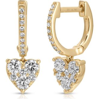 EF Collection Pav&eacute; Diamond Huggie Hoop Earrings in 14K Yellow Gold at Nordstrom
