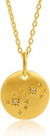 MAX + STONE Vermeil Aquarius Zodiac Pendant Necklace with White Sapphire Accents