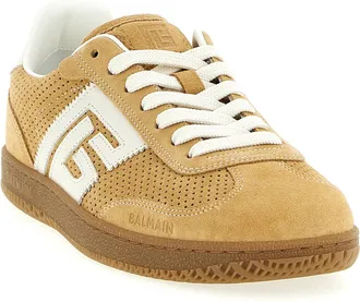 Balmain Perforated Suede Sneaker - Tan