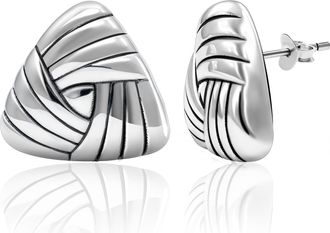 MAX + STONE 925 Sterling Silver Triangle Stud Earrings