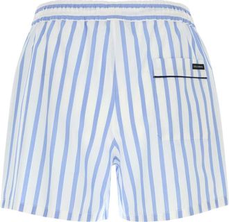 Dolce & Gabbana Mens Striped Cotton-Silk Poplin Bermuda Shorts Blue Bermudas