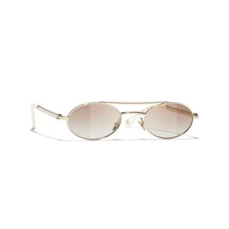 Chanel Oval Sunglasses - female - Chanel - Sunglasses - Yellow - 50 MM - Accessories