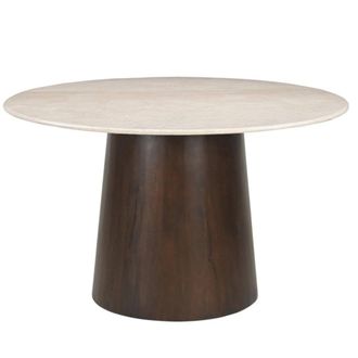 Moloo Mesa de comedor 4 personas d130 cm m&aacute;rmol y madera