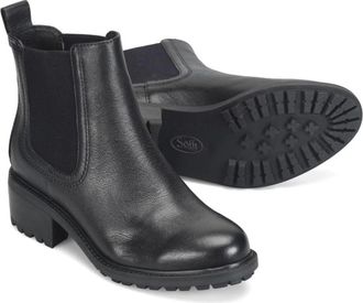 S&ouml;fft Martha Boots Womens Black Leather Round Toe Ankle Chelsea ZOGG3617