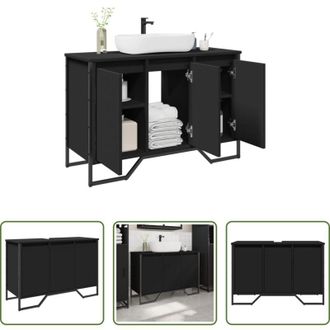 vidaXL vidaXL Armadietto da bagno - Mobile Lavabo Bagno Nero 91x35x60 cm in Truciolato