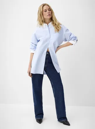 Icone Womens Patch pocket oversized Oxford shirt