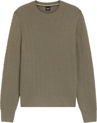 HUGO BOSS Round-neck Knitwear, male, Brown, XL, H-Hitalo Jumper