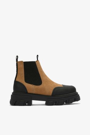 Ganni Brown Low Chelsea Boots in Suede