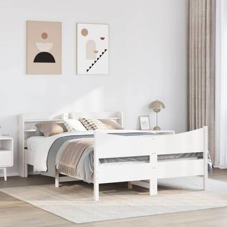 Berkfield Home Sleek Bed Frame with Headboard White 160x200 cm Solid Wood Pine