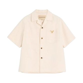 Valentino Denim Overshirt VLogo - male - Valentino - Short Sleeve Shirts - Beige - M - Shirts