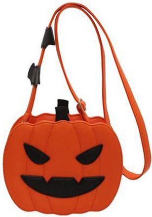 Generic Pumpkin Crossbody Bag Halloween Devil Shoulder Purse 21cm PU Leather Women Cute Cartoon Trick or Treat Fancy Handbag for Party Gift Commuter Tote Sing