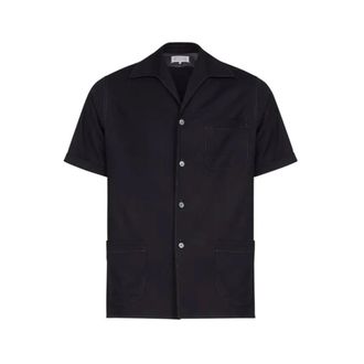 Maison Margiela Short Sleeve Shirts, male, Black, Size: M Wool Short-Sleeve Shirt, Straight Cut, Men