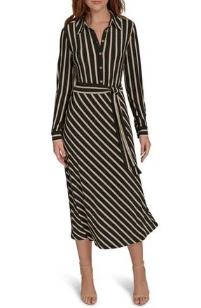 Tommy Hilfiger Long Sleeve Midi Dress in Black.sand at Nordstrom Rack, Size 10