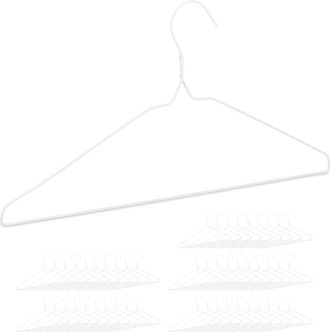 Relaxdays Pack De 50 Perchas Alambre, Para Camisetas Y Pantalones, Para Ropa Ligera, Metal, 40 Cm De Ancho, Blanco - Relaxdays