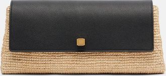 Khaite Clutch Audrey in rafia con pelle