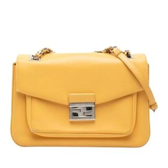 Fendi Pre-owned Shoulder Bags, female, Yellow, Size: ONE SIZE Pre-owned Leather Crossbody Bag