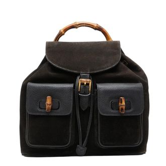 Gucci Black Suede Leather Backpack (Pre-Owned)