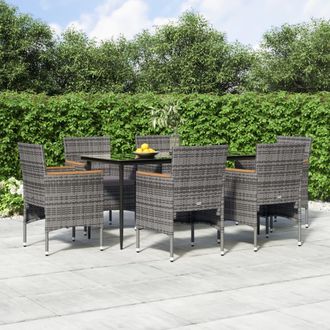 vidaXL Vidaxl - Juego De Comedor De Jard&iacute;n 7 Piezas Con Cojines Gris Y Negro