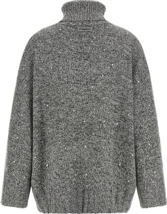 Pinko Crystal-Embellished Wool Blend Sweater - grey