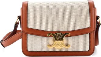 Celine Triomphe Shoulder Bag Canvas with Leather Teen crossbody bag - Bruin