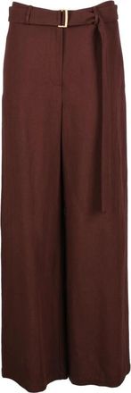 Alysi Viscose Linnen Broek - Dames - Wijde Broeken - Bruin - S - Linnen - Broeken