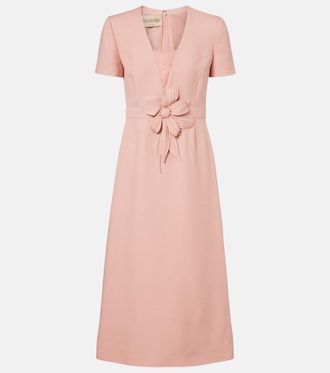 Valentino Crepe Couture floral-appliqu&eacute; midi dress