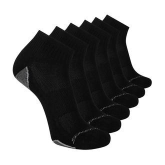 Skechers Mens 6 Pack Quarter Crew Socks, Black, 10-13