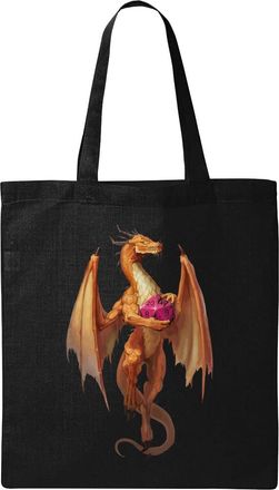 Generic D20 Sided Dice Dragon Natural Ecological Cotton Tote Bag Black