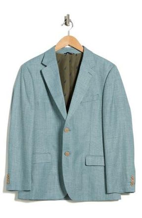 Nautica Crosshatch Notch Lapel Stretch Sport Coat in Blue/Green at Nordstrom Rack, Size 48 Regular