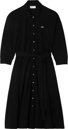 Lacoste Dames Piqu&eacute; 3/4 Mouw Polo Jurk (Zwart)