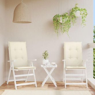 vidaXL Vidaxl - Coj&iacute;n Silla De Jard&iacute;n Respaldo Alto 2 Uds Tela Crema 120x50x3cm