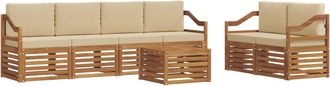 vidaXL Conjunto De Sof&aacute;s De Exterior 7 Uds. Natural Y Beige Vidaxl