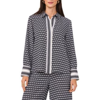 Vince Camuto Pattern Placket Shirt in Rich Black at Nordstrom Rack, Size X-Small