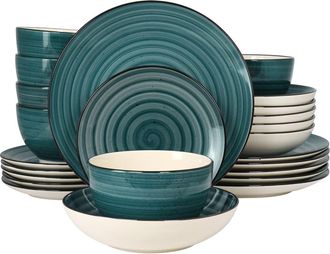 Elama Gia 24 Piece Round Stoneware Dinnerware Set in White at Nordstrom