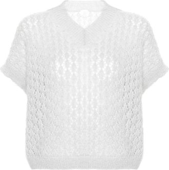 Eleventy Sleeveless V-Neck Knitwear with Open-Knit Detail