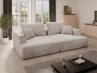 Vente-Unique Divano 4 posti seduta comfort e profonda in velluto a coste beige PINETA