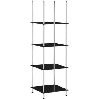 vidaXL 5-Tier Shelf Black 40x40x130 cm Tempered Glass Vidaxl