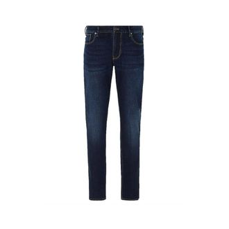 Emporio Armani Jeans, Heren, Blauw, W34, Denim, Slim Denim Jeans met Logo Label