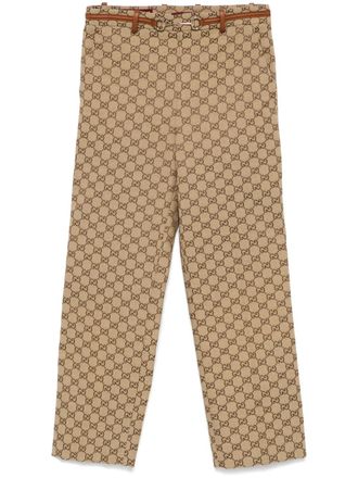 Gucci GG-canvas horsebit trousers - Neutrals