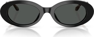 Giorgio Armani 52mm Oval Sunglasses in Black/Dark Grey at Nordstrom