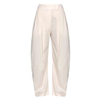 Pinko Wijde Broeken - Dames - Wijde Broeken - Beige - L - Katoen - Broeken