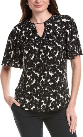 Anne Klein Pleat Neck Bell Sleeve Top