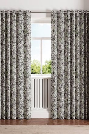 Ted Baker Vietnm Cotton Lined Curtains in Green | Size: 168 cm width x 183 cm drop