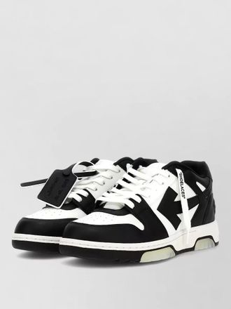 Off-white calf leather paneled low-top sneakers