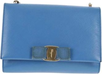 Ferragamo Pre-owned Cross Body Bags, female, Blue, Size: ONE SIZE Pre-owned Leather shoulder-bags