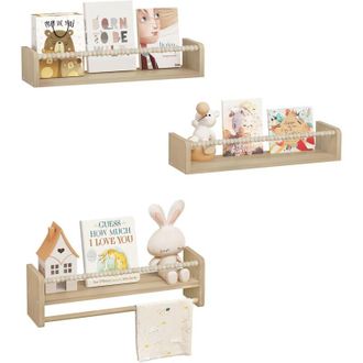 Woltu Librer&iacute;a De Pared Infantil, 50 Cm, Juego De 3 Estanter&iacute;as Para Libros Para Habitaci&oacute;n Infantil - Woltu