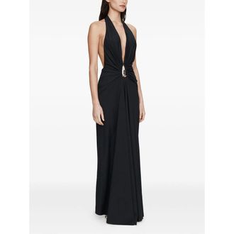 CHRISTOPHER ESBER Crystal Pendant Ruched Dress