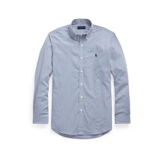 Polo Ralph Lauren Gestreept Slim Fit Poplin Overhemd - Heren - Casual Overhemden - Blauw - XL - Katoen - Overhemden